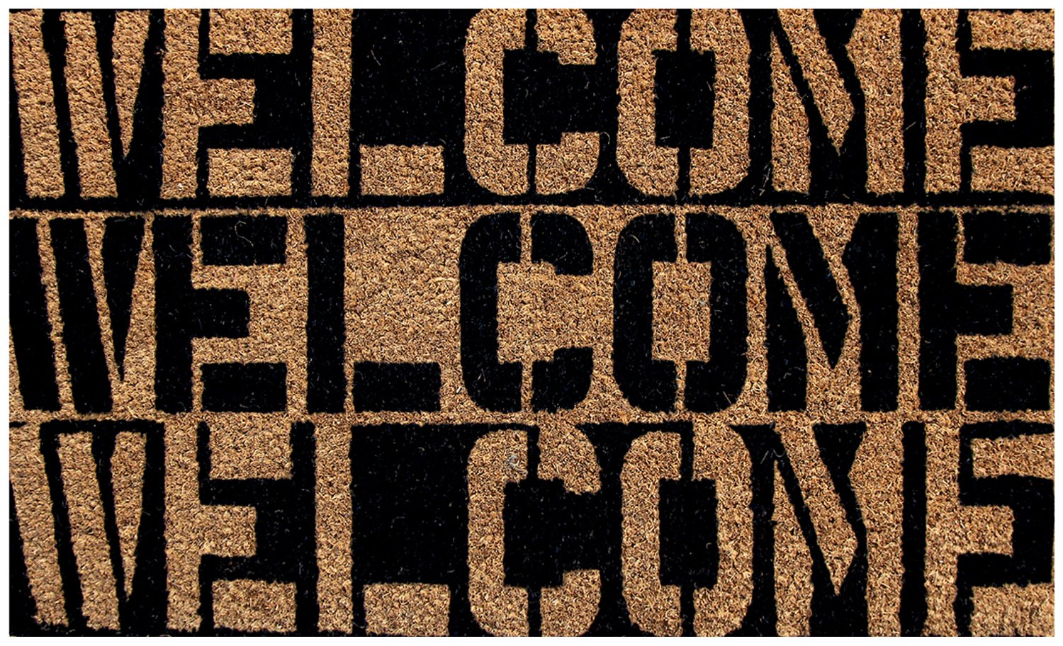 Onlymat Welcome Printed Anti-Slip Rectangular Doormat Entryway Rug Natural Coir Material with PVC Backing for Outdoor Entrance Home Multipurpose Mats Floor Door Hall Drawing Room Living Room (75cm x 45cm)