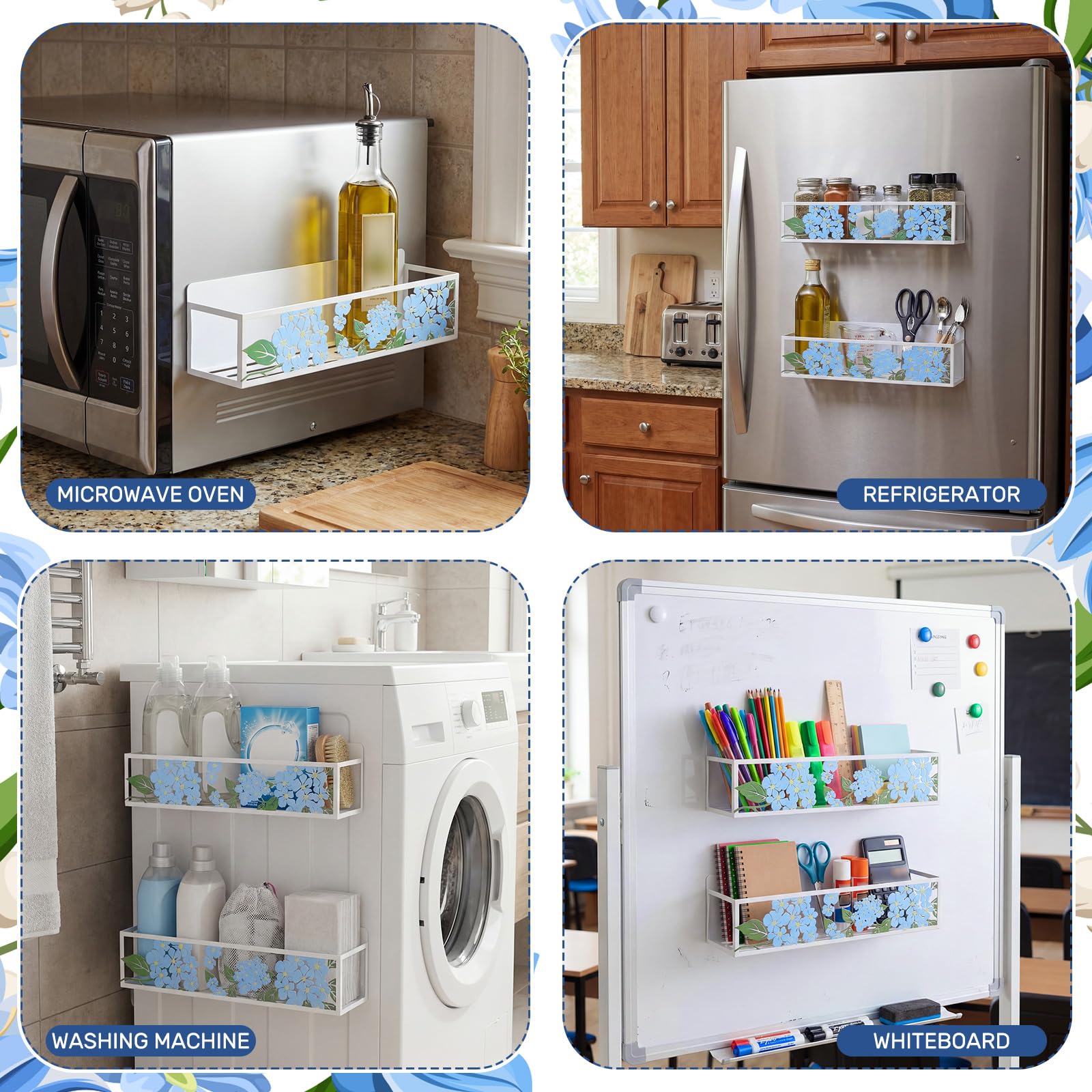 Amazon.com: Beeveer 2 Pack Hydrangea Magnetic Fridge Spice Rack
