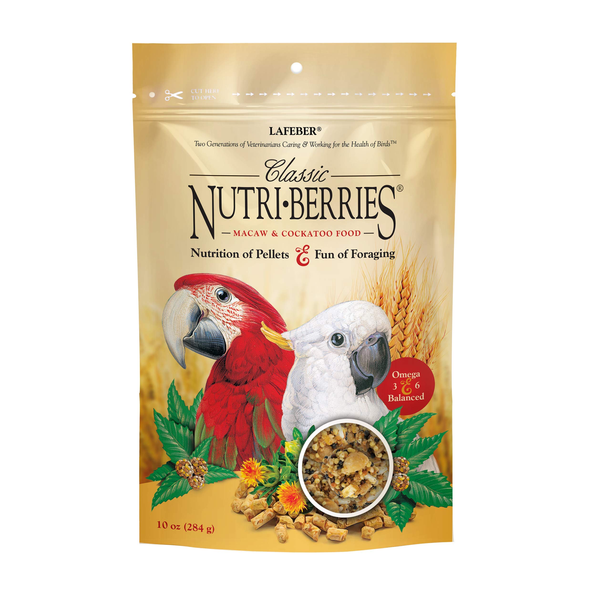 Lafeber Classic Nutri-Berries Pet Bird Food, Made with Non-GMO and Human-Grade Ingredients, for Macaws and Cockatoos, 10 oz