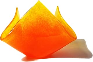 Fused glass, candle vase, orange and yellow blend, incense burner, hankie vase, candle holder, orange gift, home decor, new home gift