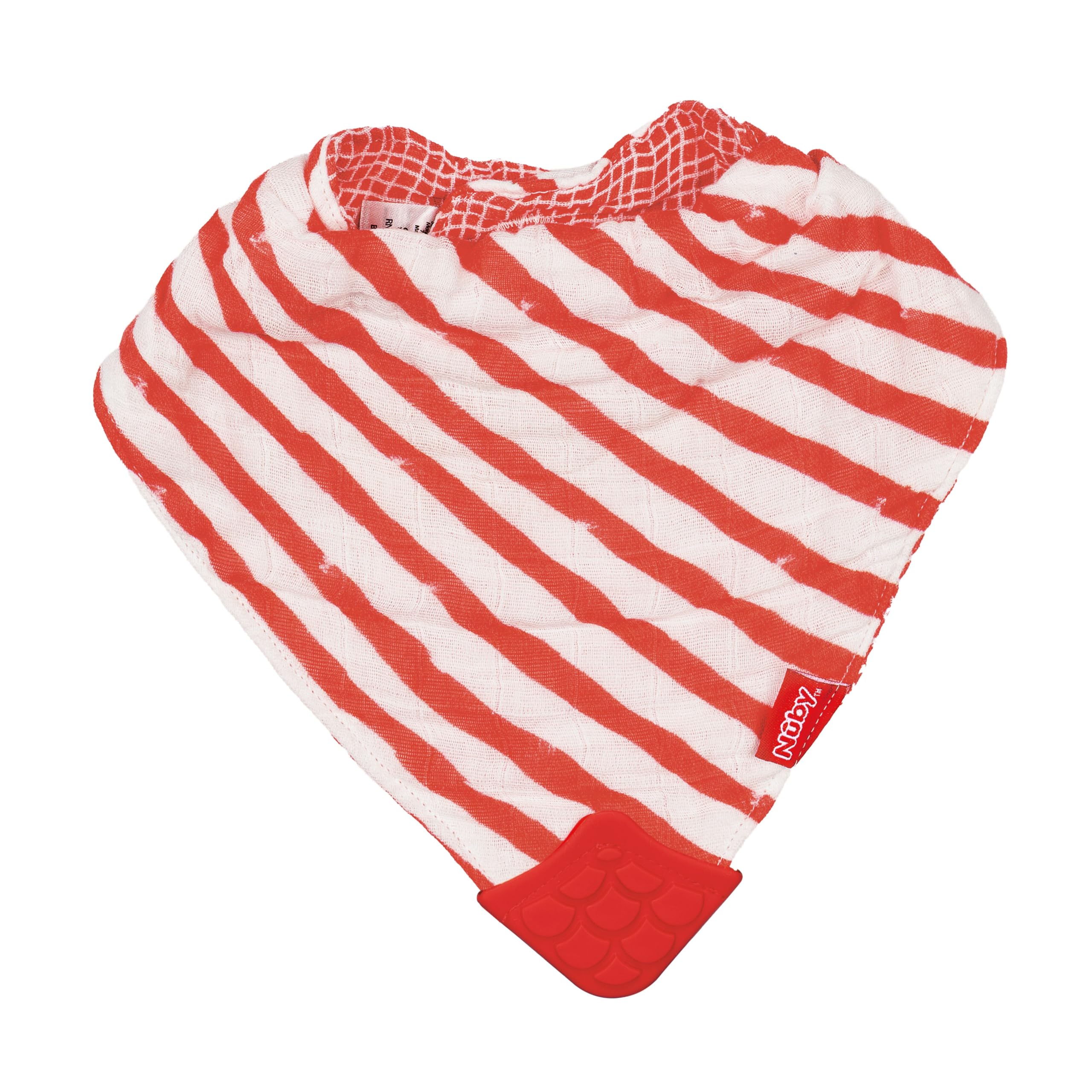 Nuby Babero reversible de muselina de algodón 100% natural, 3 piezas, gris/rojo/azul, flechas/rayas rojas/elefantes