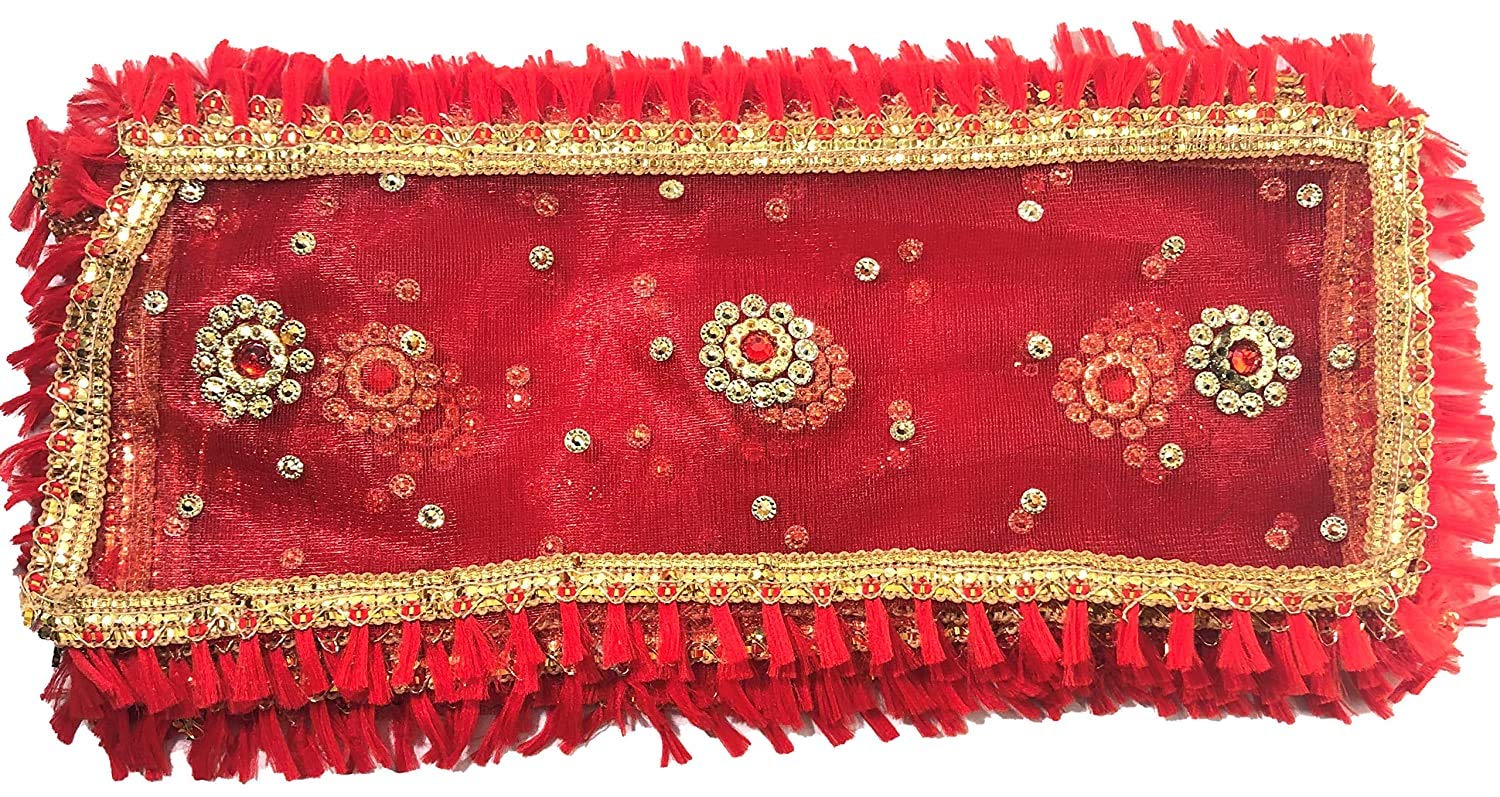 Red MATA Rani Chunri Chunni Phatka Latka for Mandir Home Temple Small Size with Shiny Border Pack of 2 Piece Jai MATA Di | RH185
