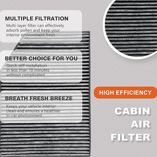 Miniatura 2 de Filtro de aire de cabina CAF553 premium, compatible con Equator, Frontier, NV1500, NV2500, Pathfinder, Xterra, repuesto para 27274-9CH0A,