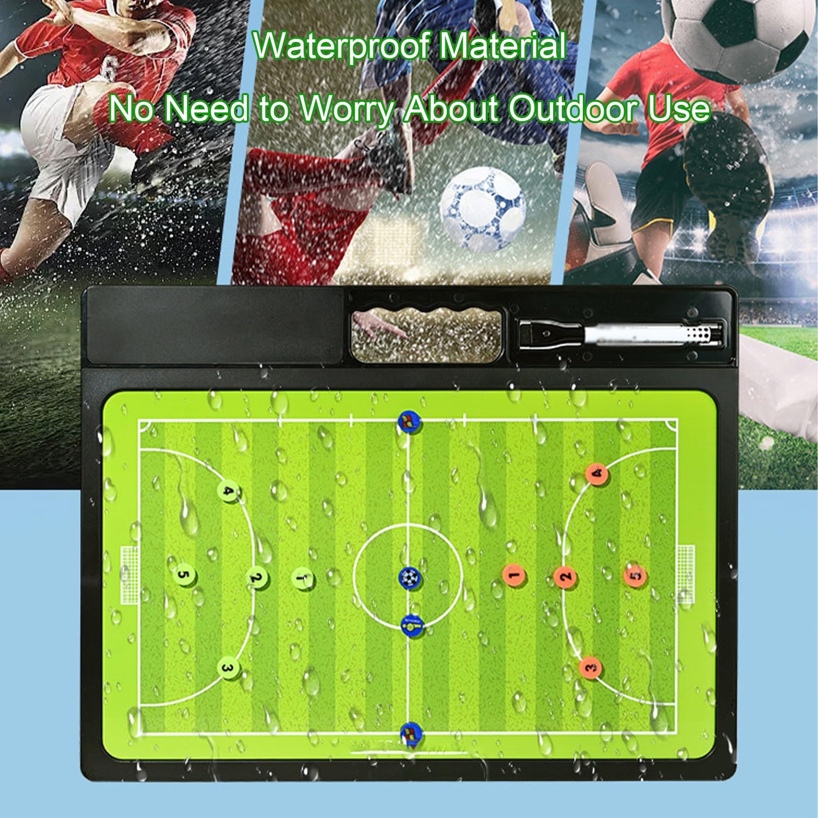 Fussball Taktiktafel, Magnettafel Fußball, Beidseitig Verwendbar, Wasserfest, Geeignet für Training und Wettkämpfe im Freien