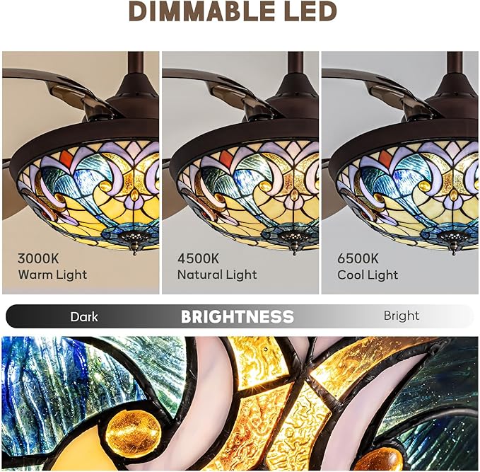 Ventilador de Techo 36 Pulgadas con Luz LED Ajustable y Aspa miniatura 5