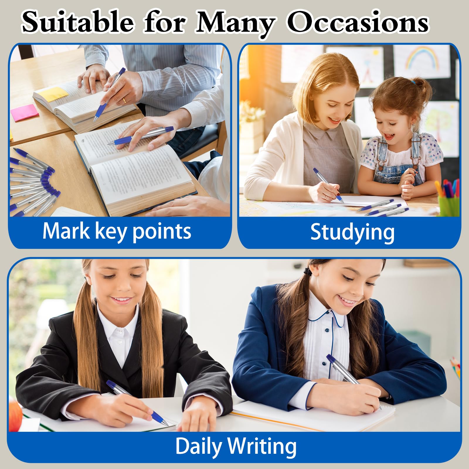 Colarr Textmarker mit Kugelschreiber, Kombi-Kugelschreiber mit Textmarker mit Keilspitzen, Stift, Textmarker, Combo für Studenten, Büro, Schreiben, Färben, Unterstreichen, Hervorhebung (blau), 30