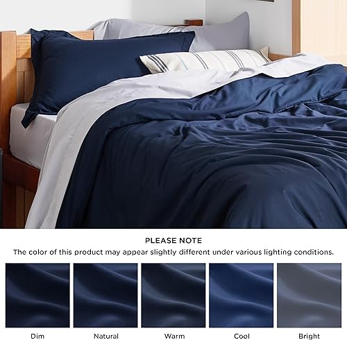 Miniatura 6 de Bedsure Funda de edredón, tamaño individual o individual XL, suave microfibra cepillada, niños, 2 piezas 1 funda de edredón azul marino (68 x 90