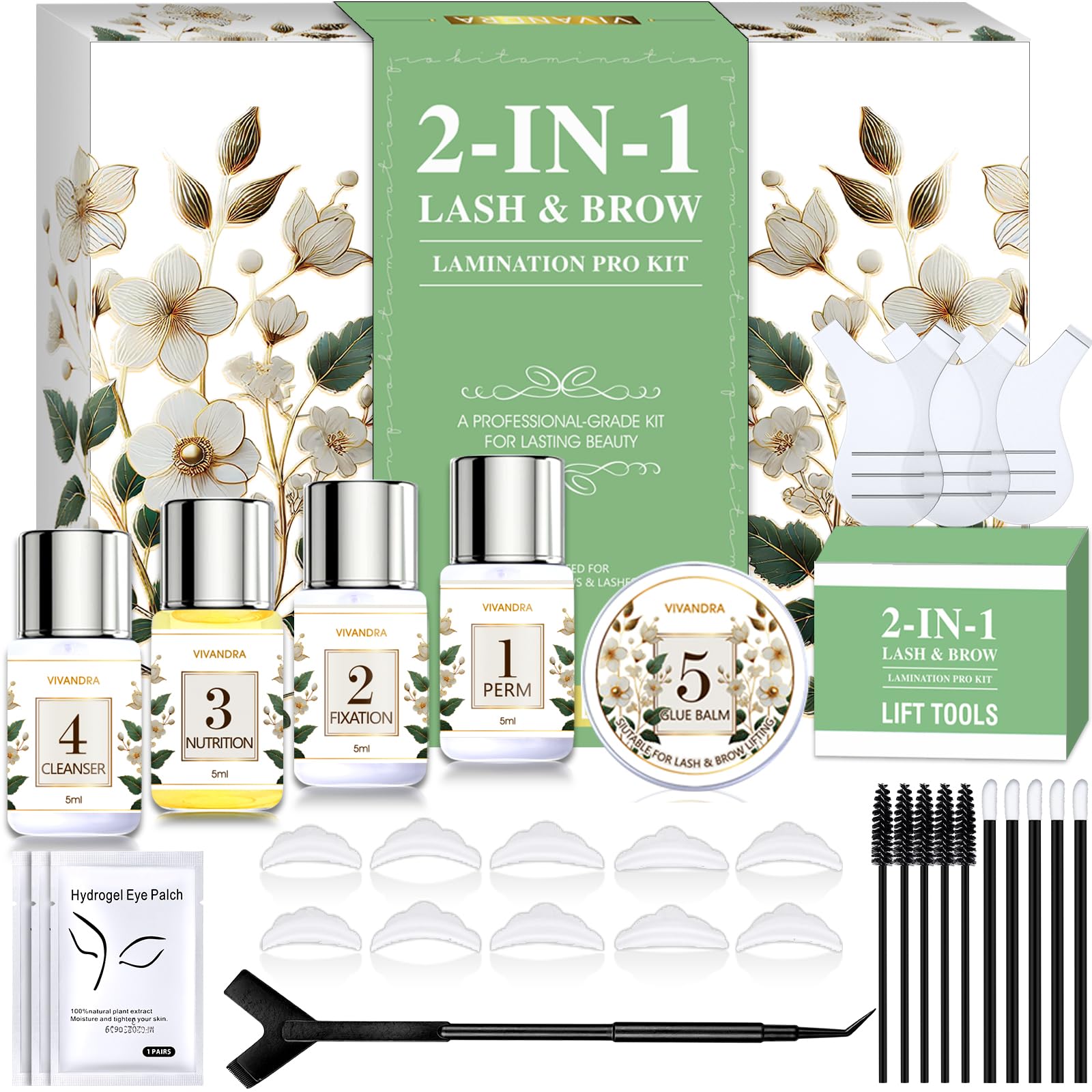 2-IN-1 Lash Lift Kit and Brow Lamination Kit, Professional Eyelash Lift Kit & Eyebrow Lamination Kit for Fuller Brows & Long-Lasting Curl, At Home Salon-Quality DIY Kit with Easy Instructions