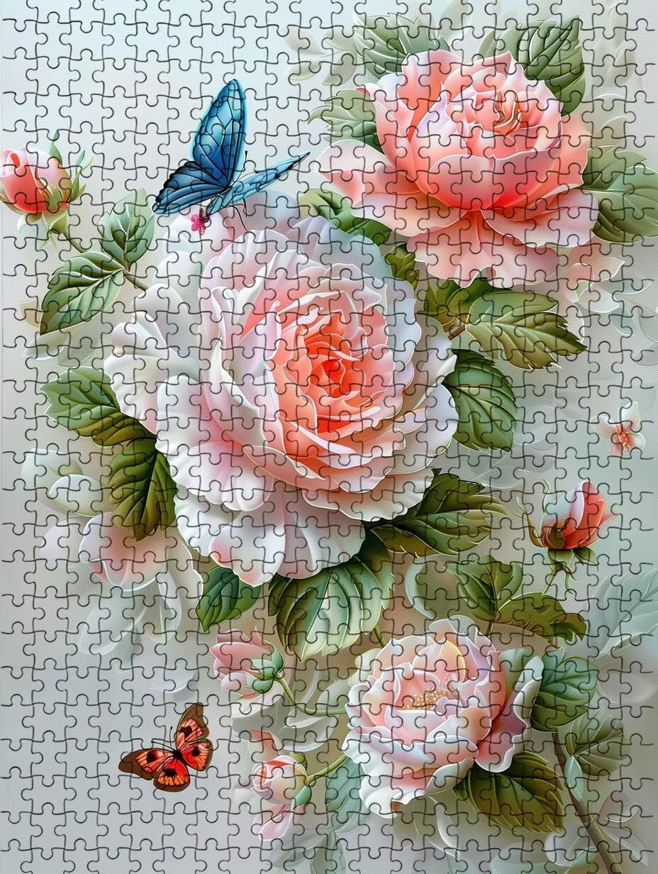 Flores De Mariposa Puzzle 1000 Piezas, Rompecabezas Adultos Puzzle, 3D Un Rompecabezas, Desafiante Puzzles de Decoración Juego de, Juego Educativo para Toda la Familia, para Regalo Decoración FNKL7430