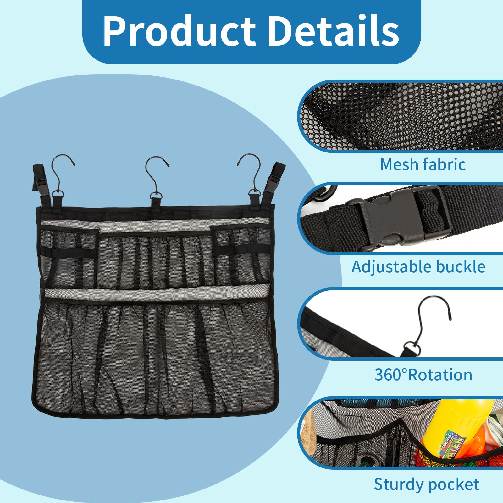 Red de almacenamiento para piscina, bolsa de almacenamiento, organizador de almacenamiento para piscina de jardín, plegable, bolsa de malla para juguetes hinchables, círculo de natación