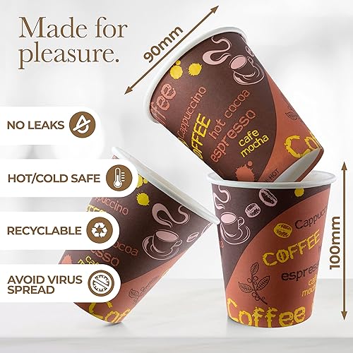 Miniatura 3 de Tazas de café desechables con tapas de 16 onzas (paquete de 50)  Tazas de café de papel para bebidas calientes y frías, café, té, chocolate