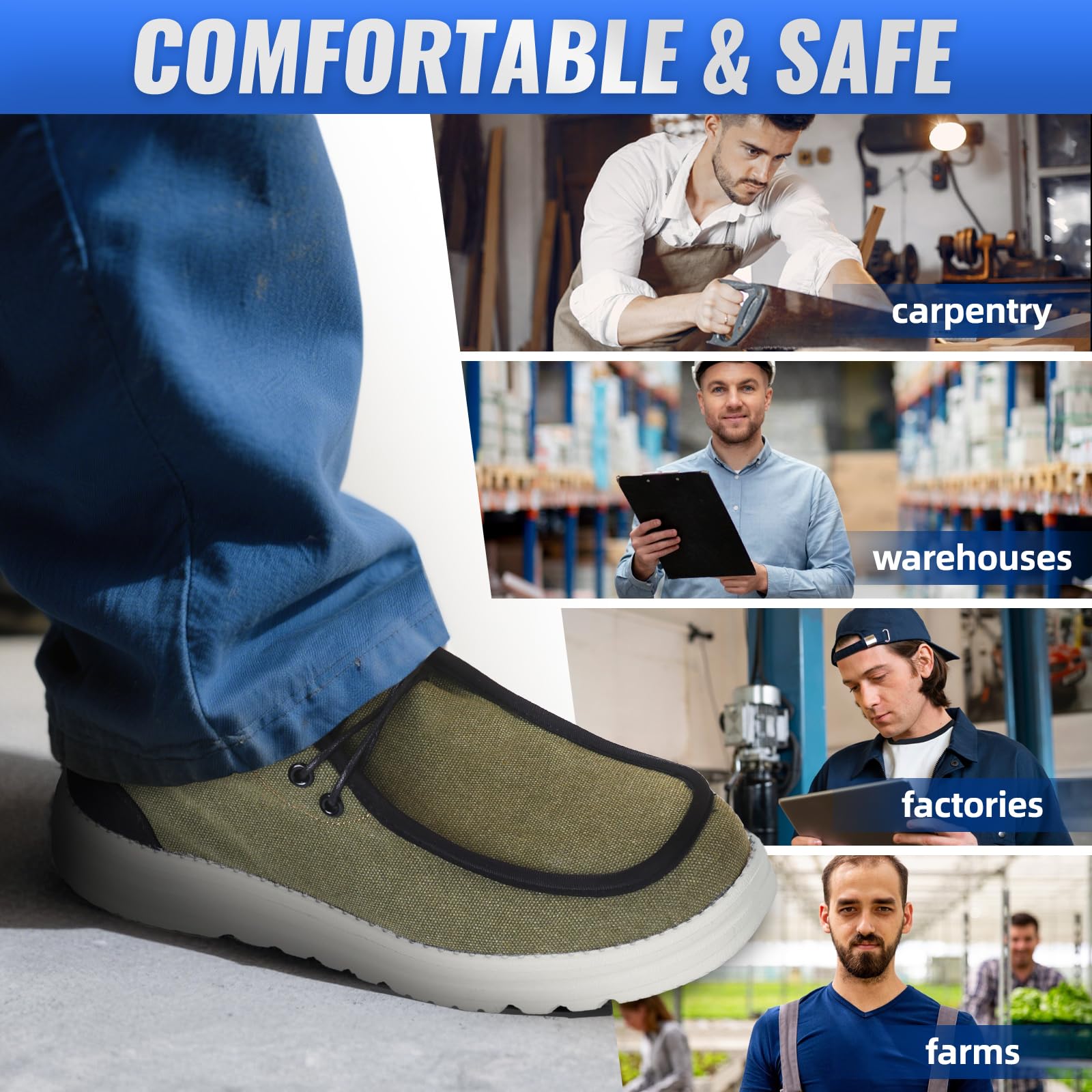 Furuian Puntale in acciaio Scarpe per gli uomini High-top Scarpe di sicurezza Puntale in acciaio Stivali da lavoro per gli uomini Leggero Tela Sicurezza Lavoro Mocassini Zapatos De Seguridad para