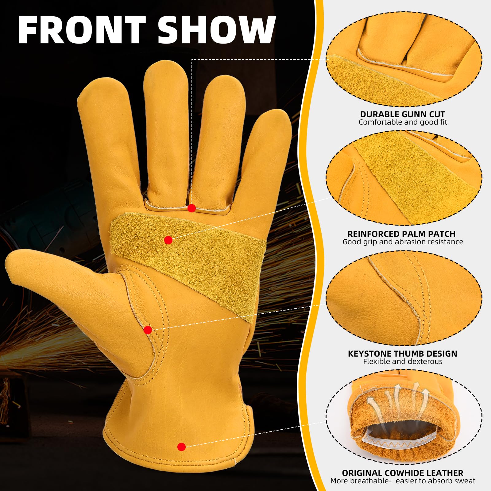 MAGID Handmaster ProGrade Plus Synthetic Suede High-Visibility Glove, 1 Pair, 10/XL, Hi-Viz Yellow