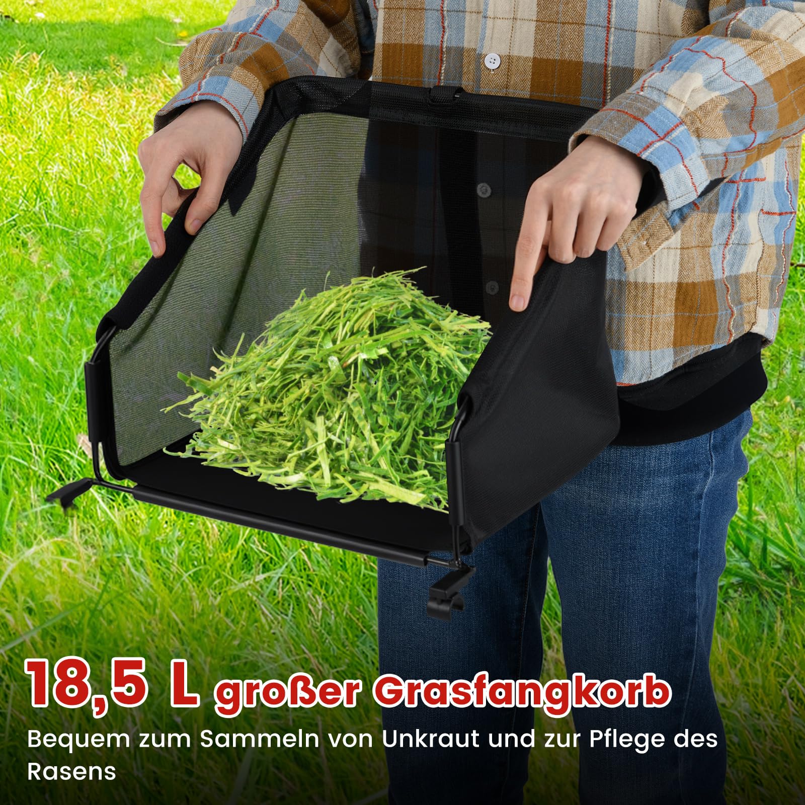 COSTWAY Spindelmäher, Hand-Rasenmäher, 30 cm Schnittbreite, 18,5 Liter Fangkorb, Schnitthöhe 4-Fach verstellbar: 15-40mm, Handrasenmäher mit 5 Messern zur Rasenpflege, leicht und wendig (Rot)