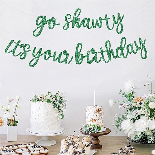 Miniatura 159 de BEISHIDA Cartel Purple Go Shawty It's Your Birthday - No DIY - Cartel de feliz cumpleaños con purpurina con temática de hip hop, pre-encordado