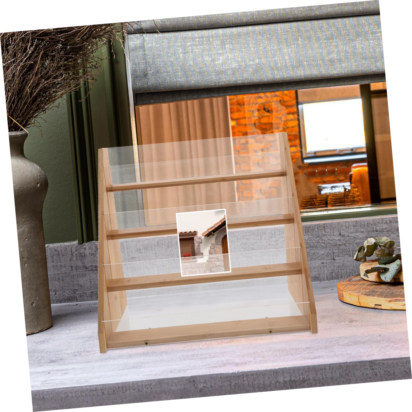 Présentoir pour et Ranger Cartes Design Multilayer Organisateur de Cartes de en Bambou et Acrylique Support Pratique pour et Ranger Cartes pour Mariages et Anniversaires