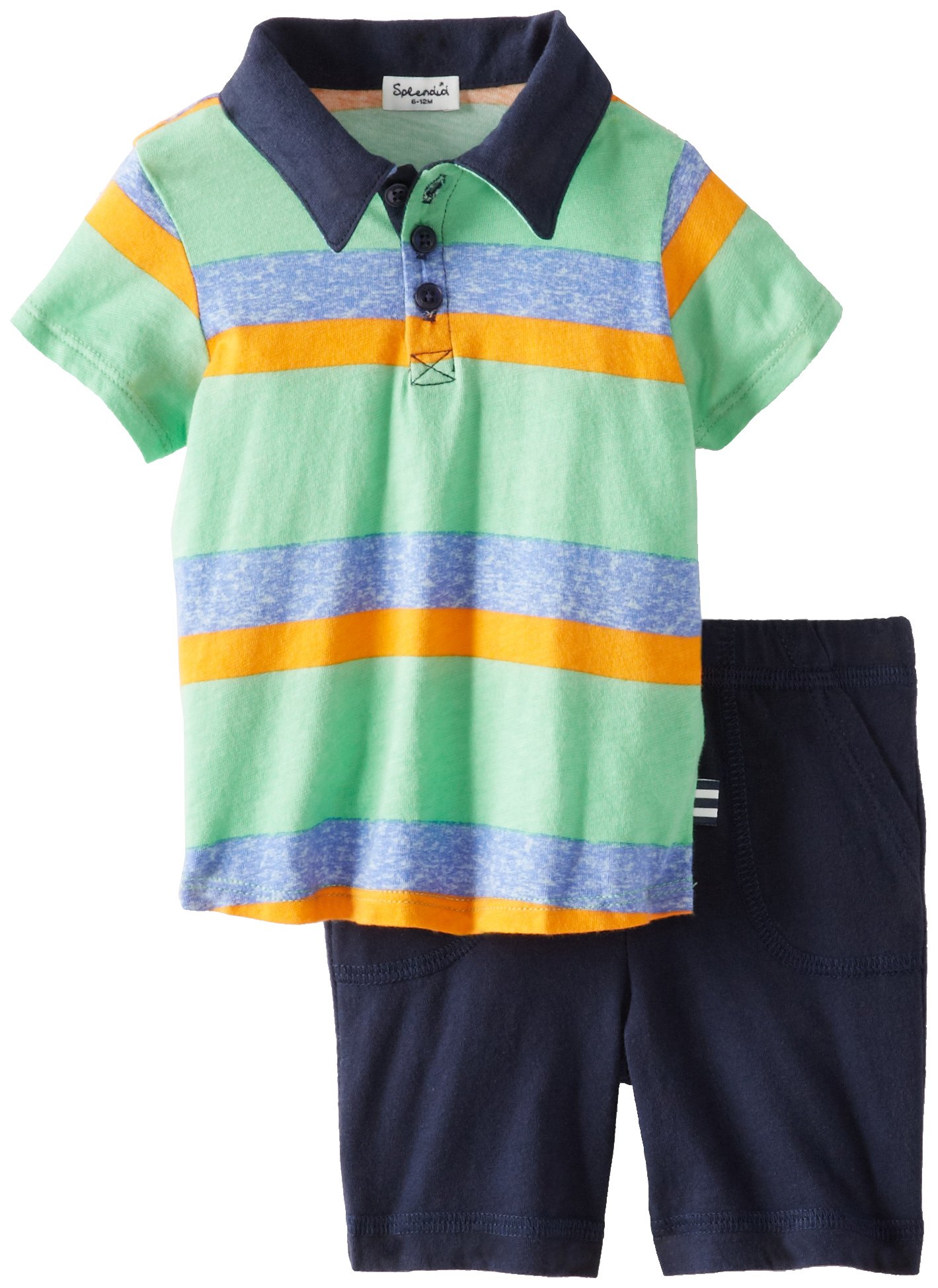 Splendid Littles Baby-Boys Newborn Asher Stripe Short Sleeve Polo Short Set