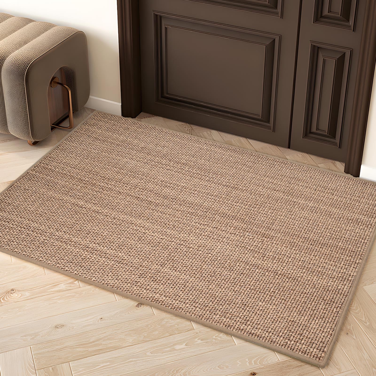 Tapis De Cuisine Lavable 60x90 Cm - Tissé Antidérapant - Dessous Caoutchouc - Couleur Beige