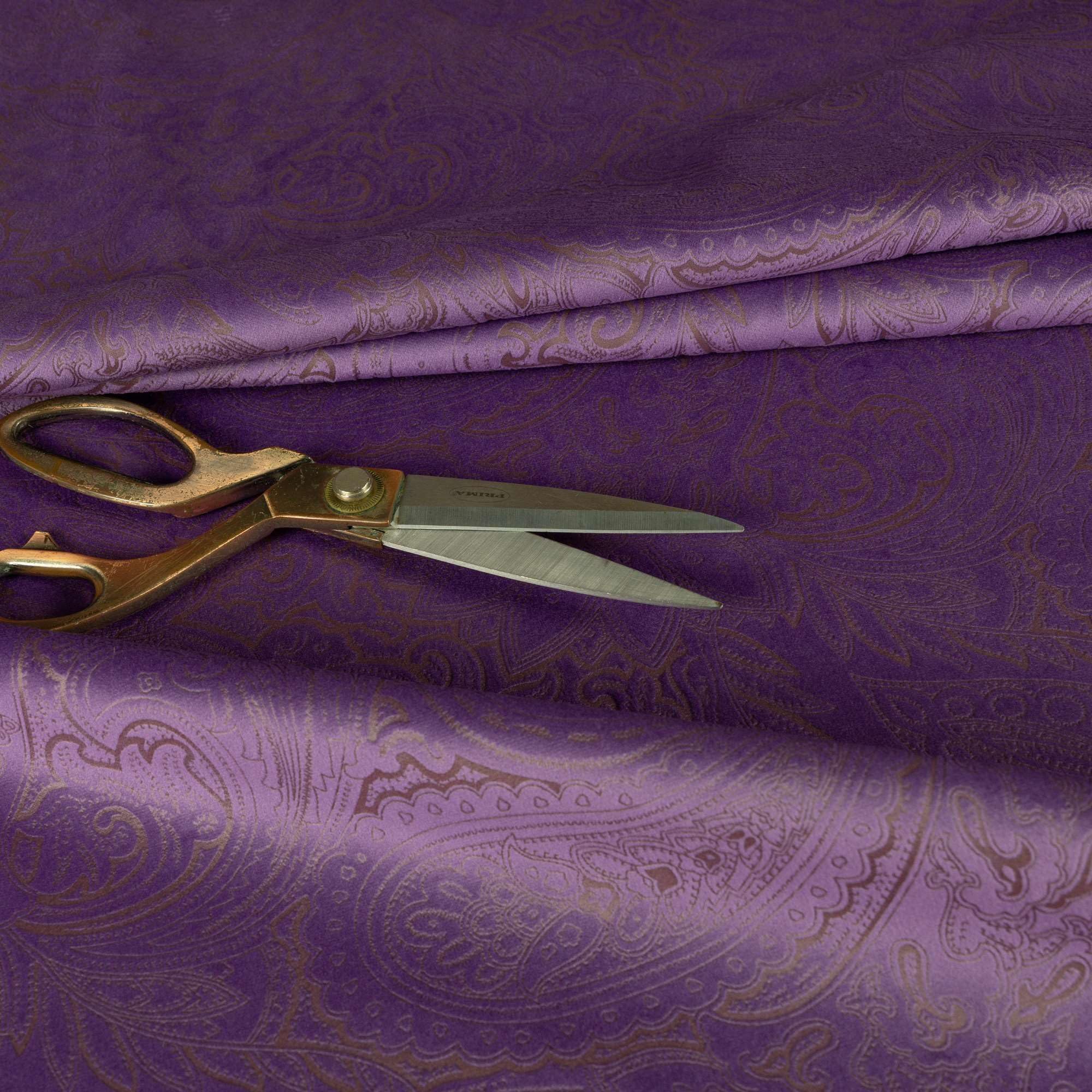 Redbrick Mill Fabrics Flame Retardant Laser Cut Damask Paisley Soft Velveteen Velvet Upholstery Fabric by The Metre, 135cm, Purple (Per Metre) โ image 1