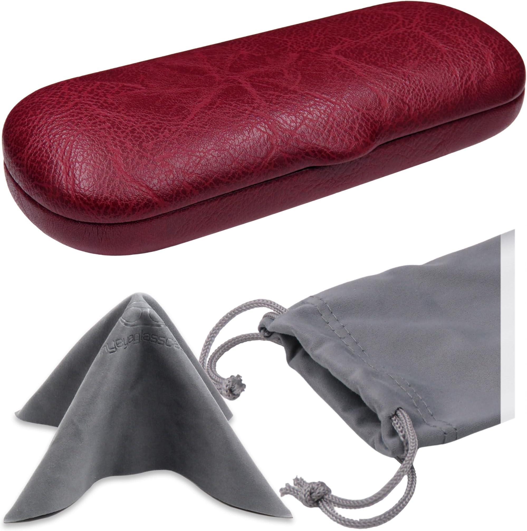 MyEyeglassCase Men Small Glasses case - Eyeglasses Hard Shell Holder Pouch & Cloth-Reading Slim & Narrow Case Heavy Duty