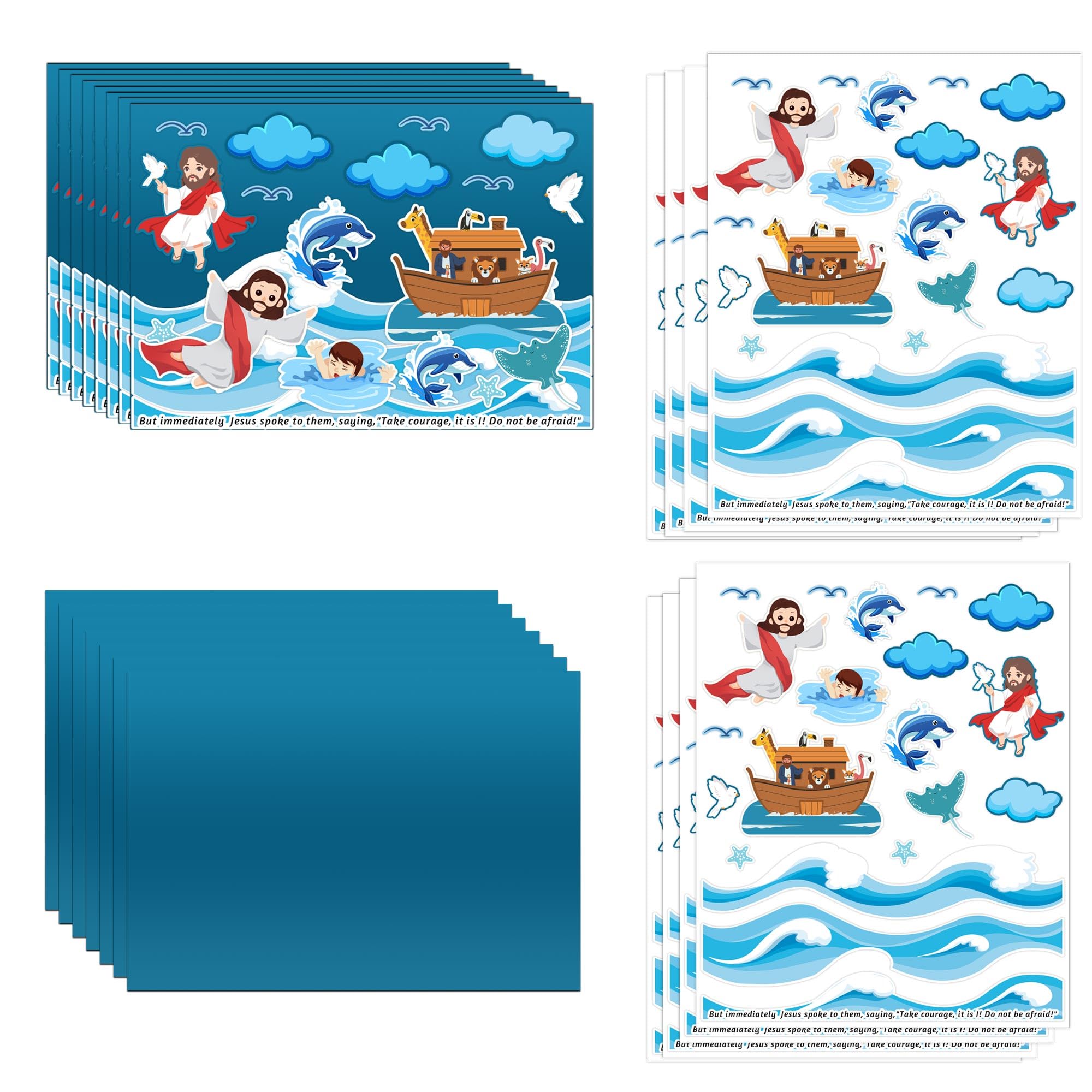 24 Set Jesus Walk On Water Scenes Craft Kit Religious Stickers for Kids DIY Christian Catholic Bible Craft Faith Jesus Craft for Sunday School Activities Gifts