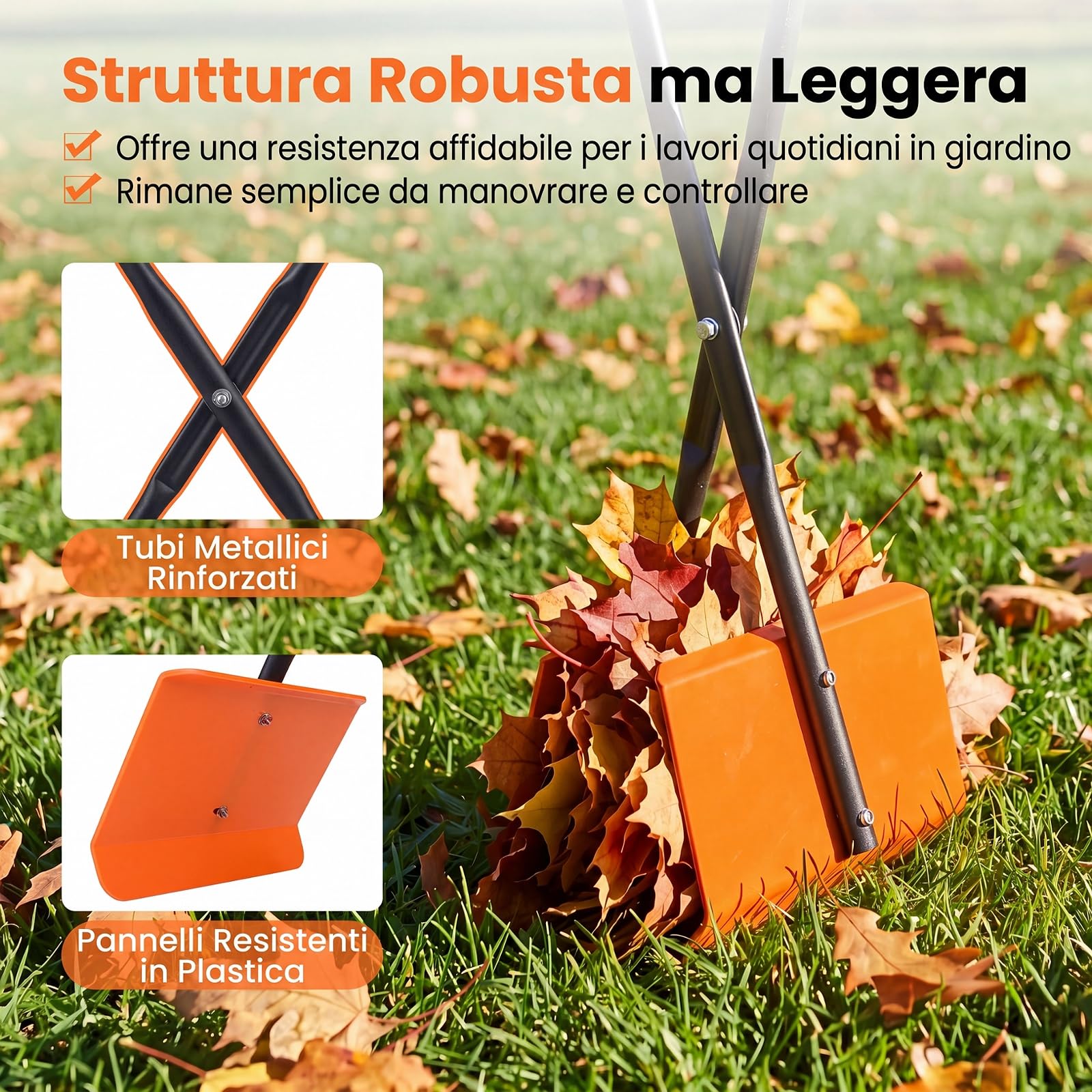 COSTWAY Pinza Raccogli Oggetti, Ampie Ganasce e Impugnatura Antiscivolo | Raccogli Foglie in ABS, Acciaio e TPR, Pinza Raccogli Rifiuti da Giardino, Prato e Vialetto, 30 x 15 x 92 cm