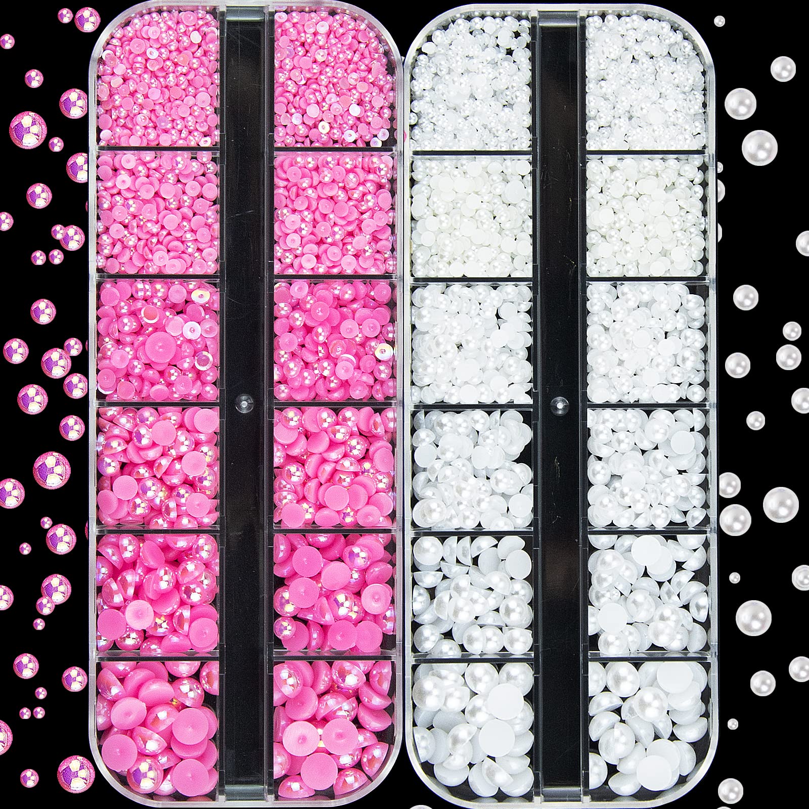 4000pcs White Pink Half Pearls For Crafts Flat Back Mix