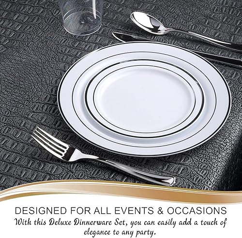 Miniatura 10 de Juego de platos combinados (blanco con oro, juego de valor de boda (120 invitados))