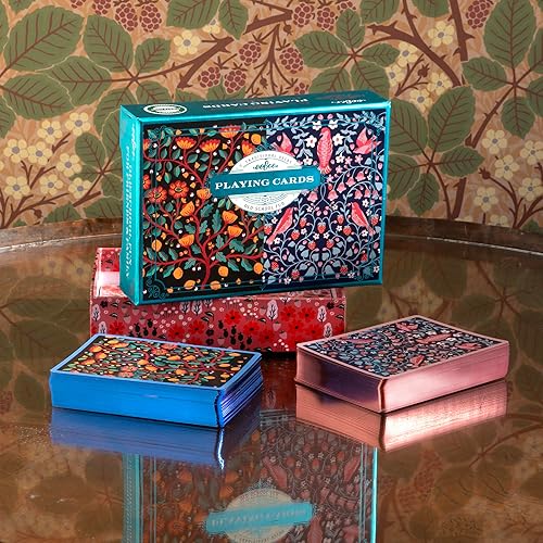 Miniatura 5 de eeBoo Piece &amp; Love Cartas de juego de pájaros y flores, incluye 2 barajas de 52 cartas, barajas tradicionales con hermosas obras de arte y bordes
