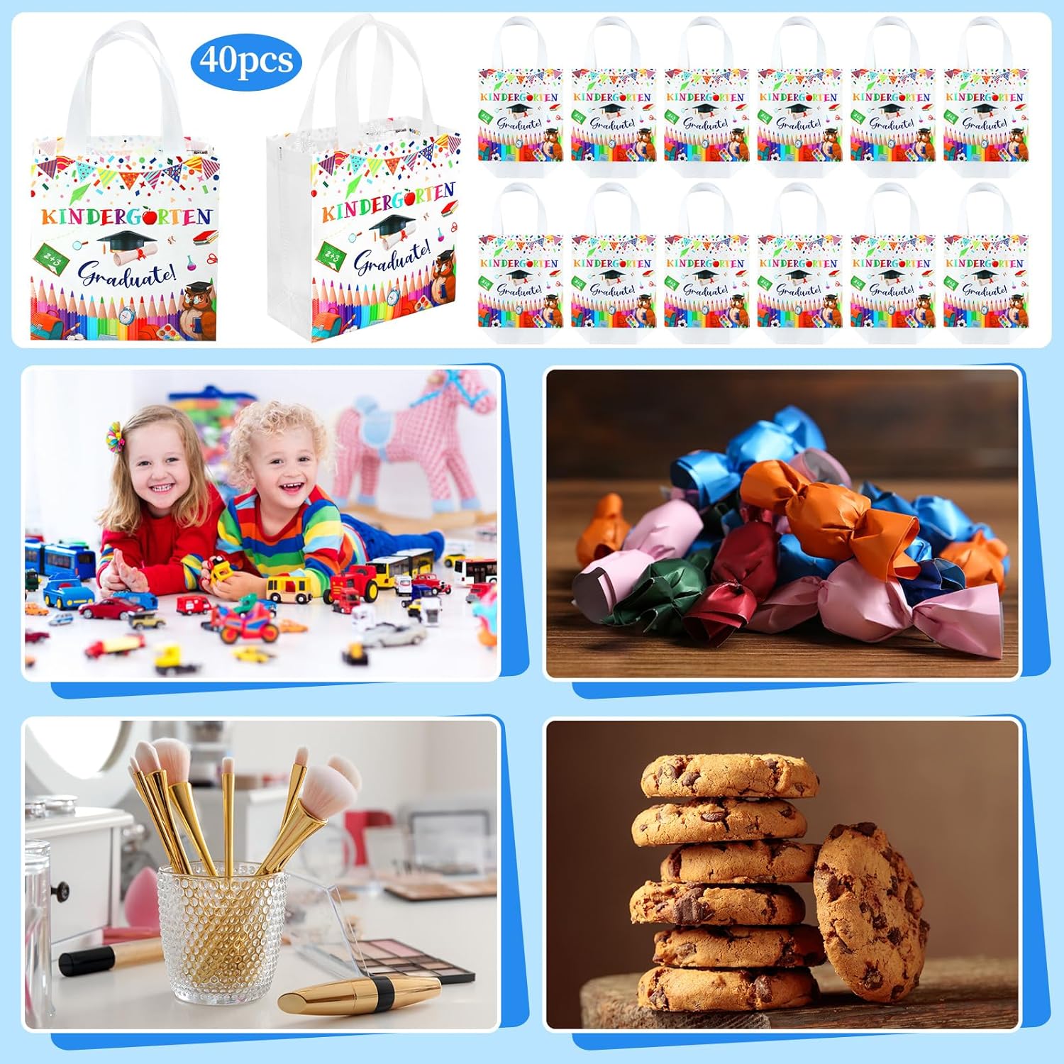 Sweetude 40 Pcs Kindergarten Graduation Gift Bags End of Year Gifts for Students from Teacher Kindergarten Grad Party Favor Goodie Bags Preschool Graduation Party Favors