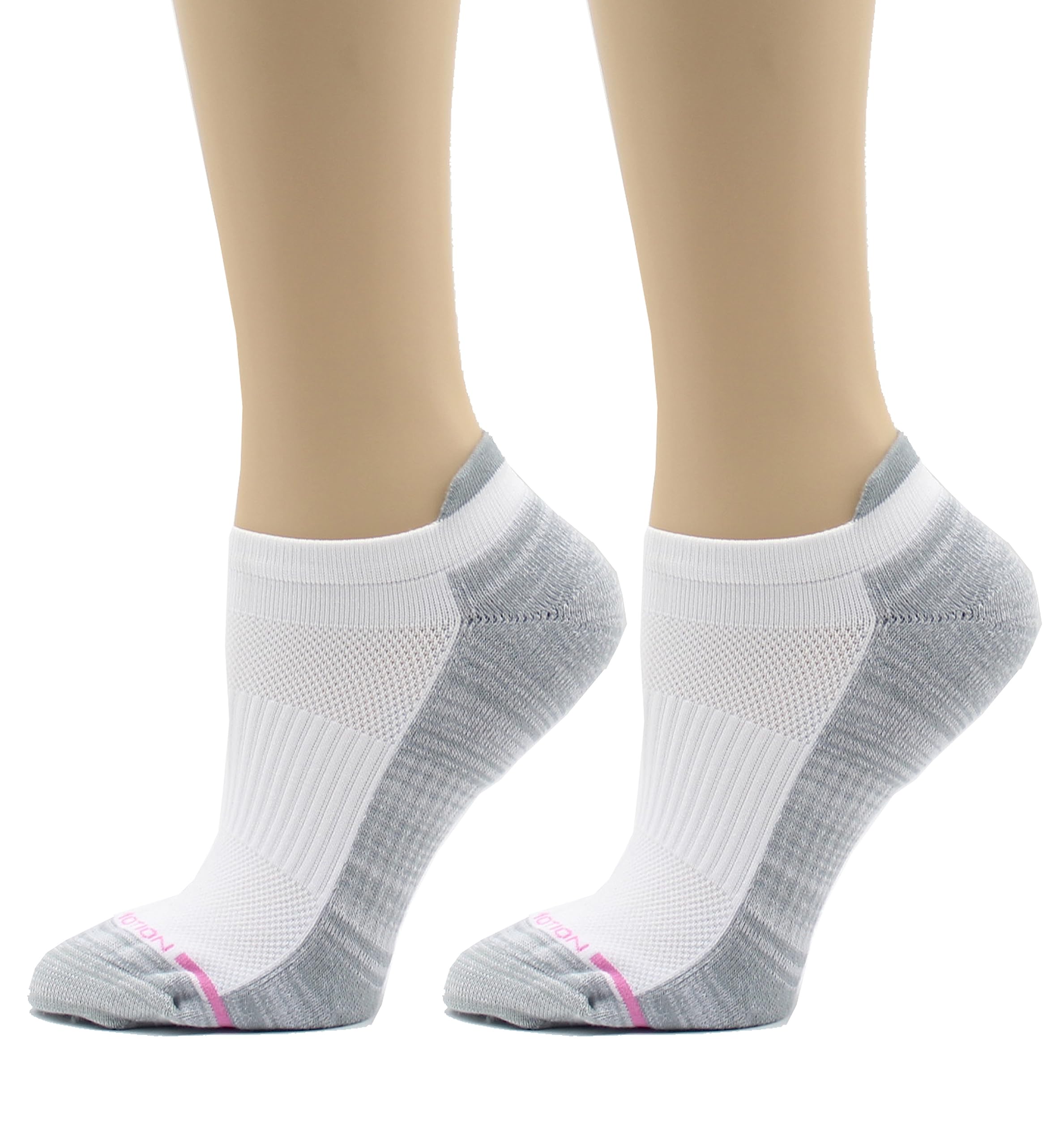 Dr. Motion Womens Ankle Socks 2 Pack, Low Cut Cushioned Compression Running Socks for Women, Arch Support, Seamless Toe