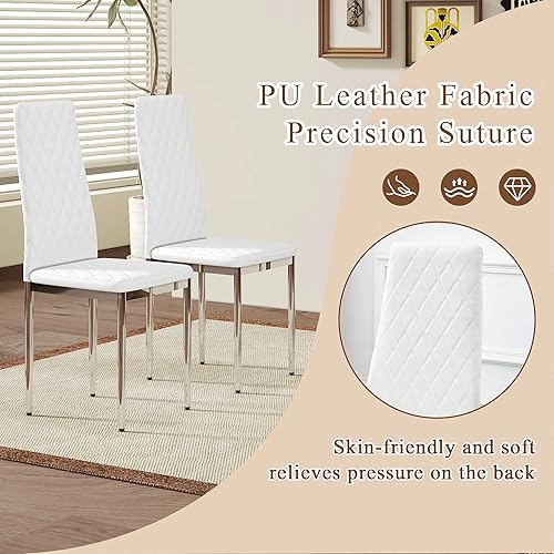 Miniatura 5 de JT Silla de comedor minimalista moderna de cuero ignífugo con diseño de rejilla de diamante, para restaurante, hogar, conferencias, juego de 4 o 6