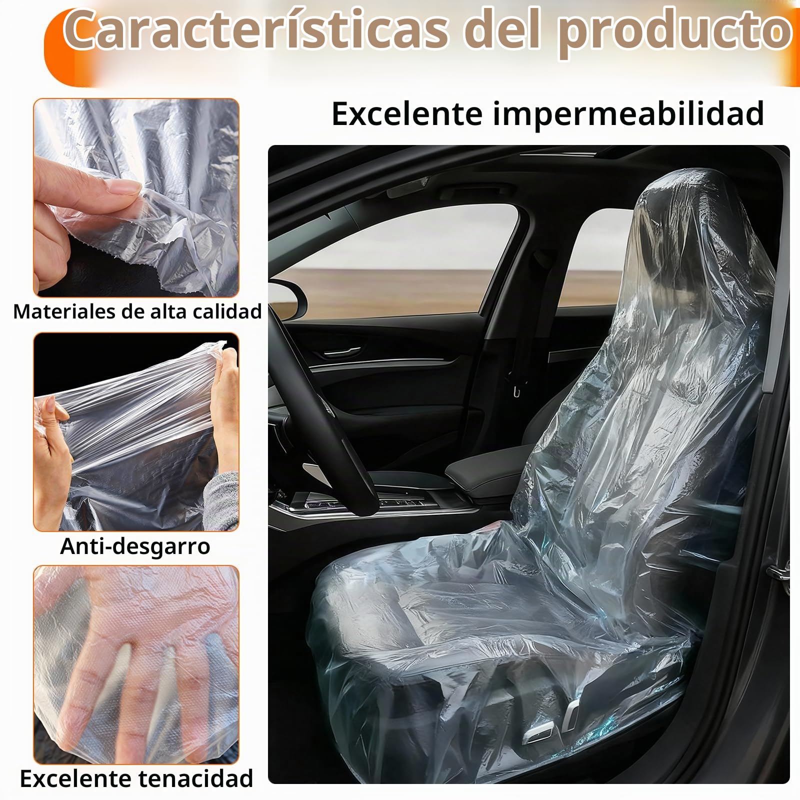 100 piezas Fundas para asientos de coche desechables – Protectores de asiento universales de plástico PE para coches, aviones, restaurantes