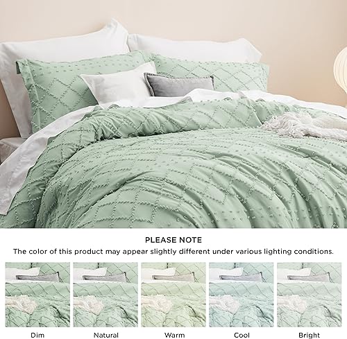 Miniatura 7 de Bedsure Juego de edredón tamaño individualindividual XL, juego de ropa de cama bohemio con copetudo, estilo desgastado y elegante, juego de ropa de