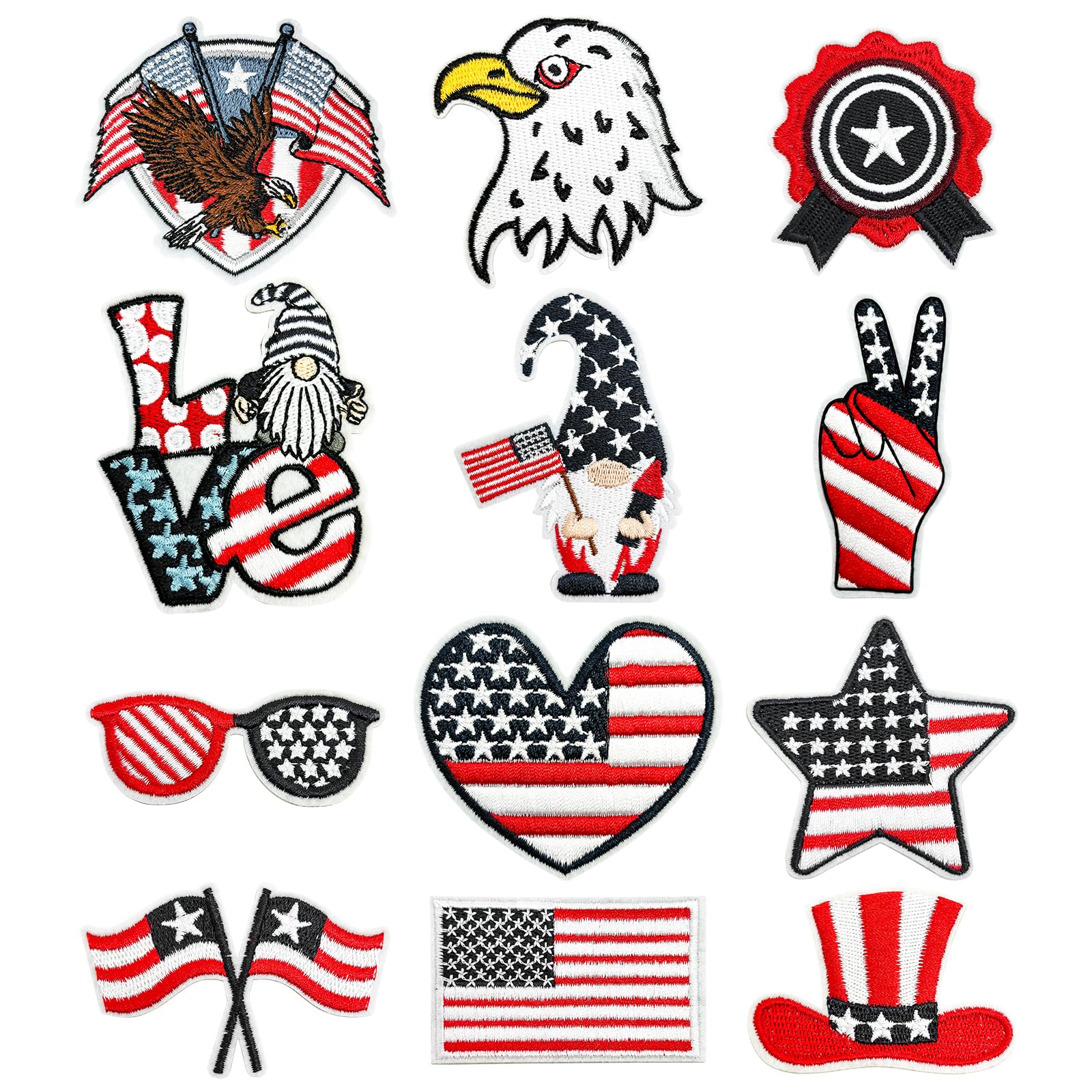AUGSUN 36pcs 4th Of July Iron-On Patches – Patriotic Embroidered American Flag Patches For Clothing, Jackets, Hats, DIY Crafts & Decor - View #3