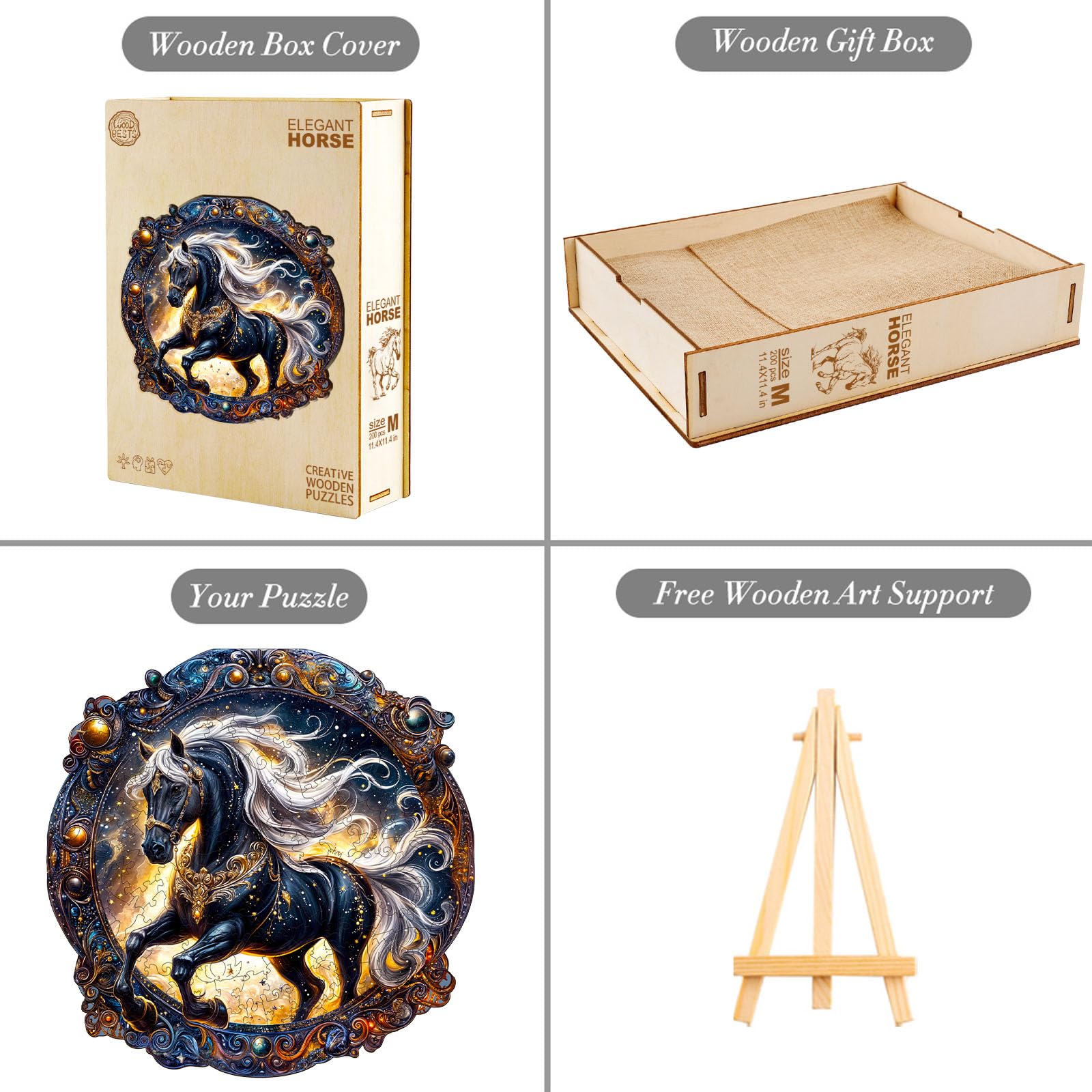 Puzzle in Legno per Adulti 14+, Cavallo Elegante Puzzle di Legno con Scatola,Puzzle Irregolare Unico,Regalo di Compleanno per Adulti