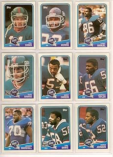 New York Giants 1988 Topps Football Team Set (16 Cards)** George Adams, Raul Allegre, Carl Banks, Mark Bavaro, Harry Carso...