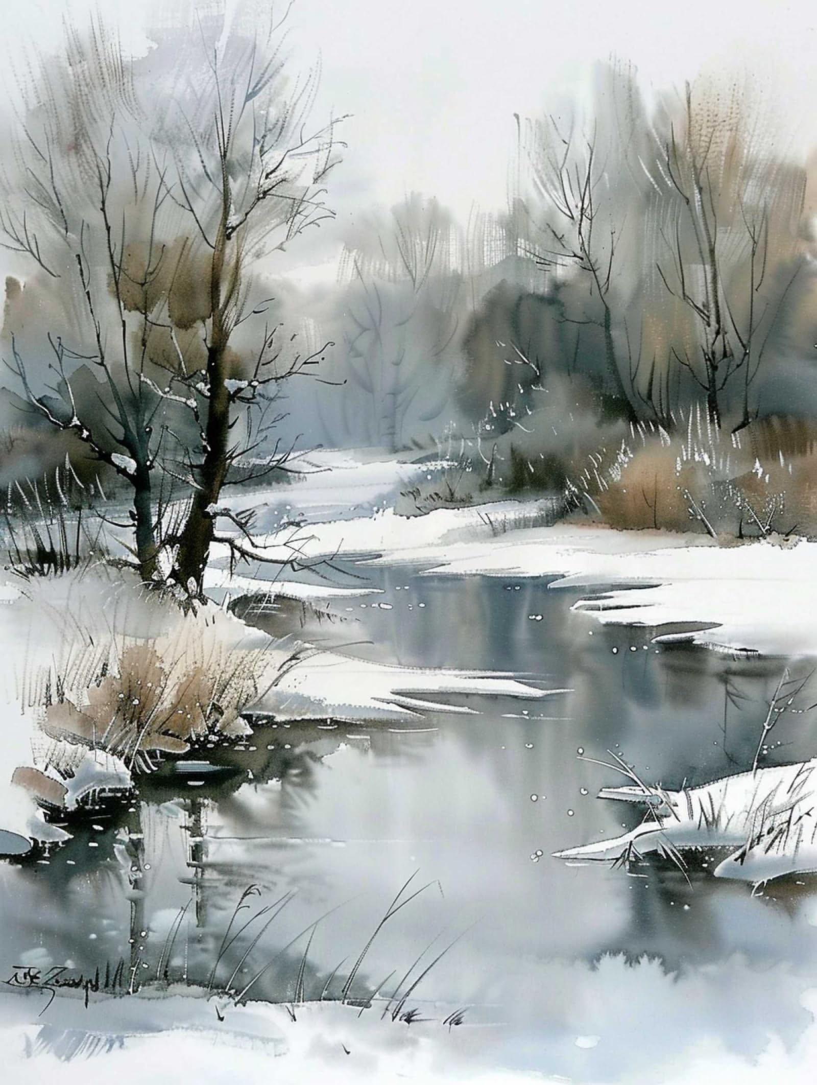 RKFLGEW DIY Stickset Schneewald Perlenstickerei Winterlandschaft Nadelspitze Gobelin Nadelarbeit Perlen Kreuzstich 40x50cm