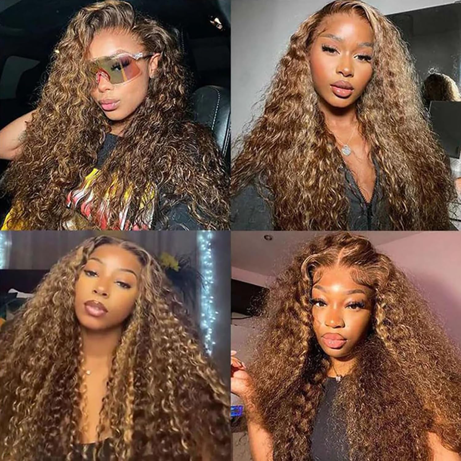 OUX Highlight Ombre Lace Front Wig Human Hair Real 280 Density 13x6 HD Honey Blonde 4/27 Deep Wave Lace Frontal Wigs for Black Women Triple Lifespan 3X (Highlight Wig 280 Density, 30 Inch)