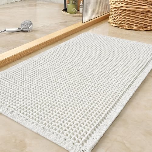 Miniatura 18 de Alfombra de Baño Tipo Waffle, Súper Absorbente Antideslizante, Alfombras de Baño para Alfombra de Baño Ultra Suave, Alfombra de Baño Lavable a Verde