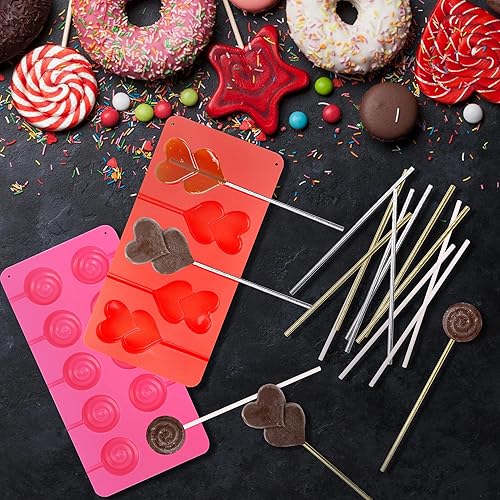 Miniatura 3 de Juego de 45 palitos de piruleta, palitos y envoltorios para tartas, juego de bolsas de dulces de piruleta, moldes de silicona para dulces,
