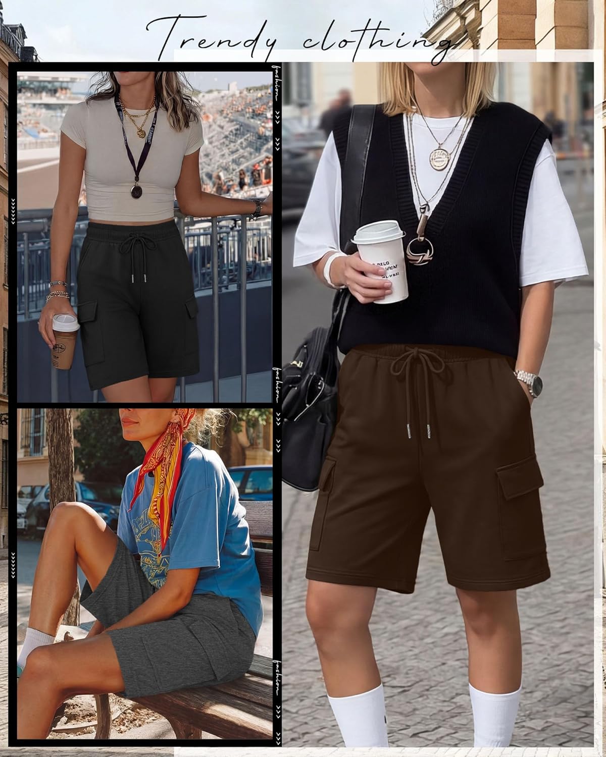 Oakgarden 3 Pack Women's Cargo Bermuda Shorts Ladies Knee Length Athletic Short Summer Casual Hiking Clothing with Pocket