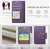 Vista 3 de Funda tipo cartera para Samsung Galaxy S23 FE con bloqueo RFID, soporte para tarjetas de crédito, de piel sintética, función atril, funda protectora