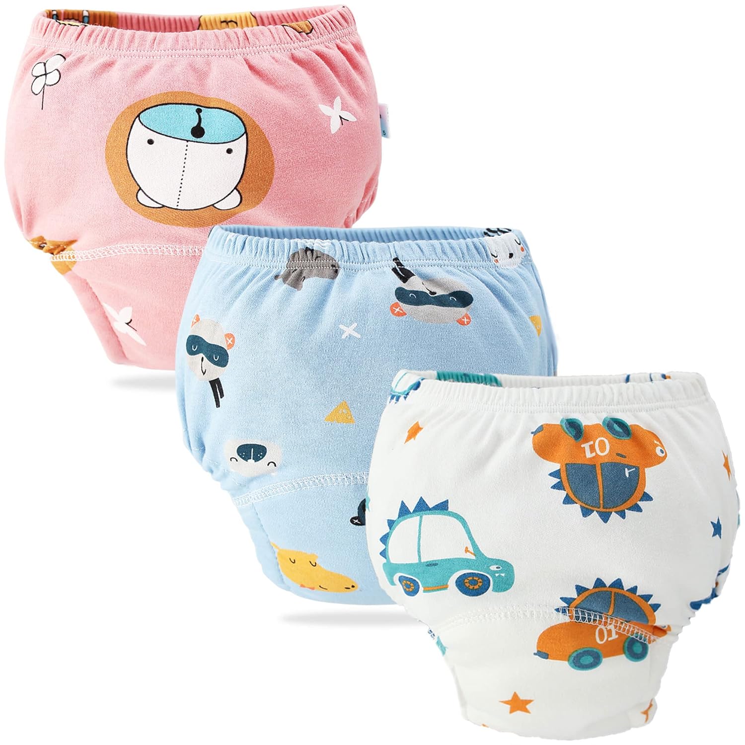 Bembika Baby Training Pant Soft Cotton Reusable Potty Training Pants For Kids Leak-Resistant, Padded Underwear For Babies To Support Diaper Free Transition (M Size For 12-18 Months Pack Of 3)