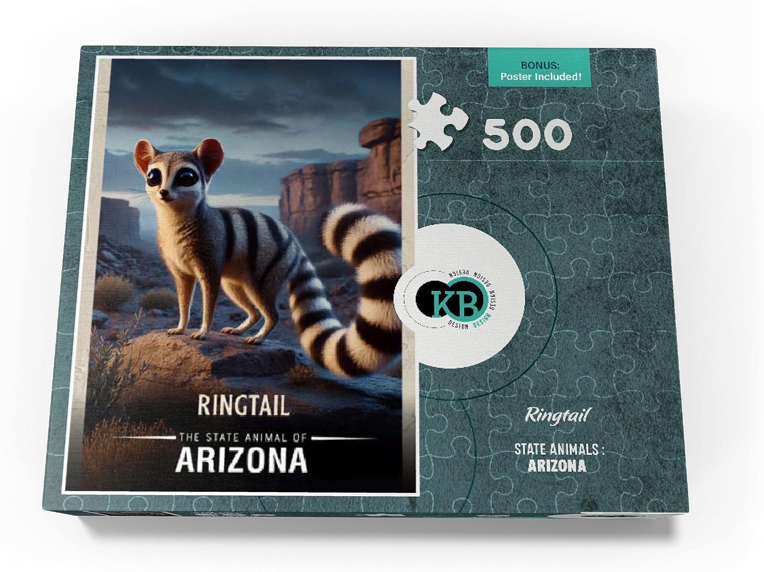MyPuzzle Arizona, Ringtail: State Animals Series - Premium 500 Piece Jigsaw Puzzle for Adults