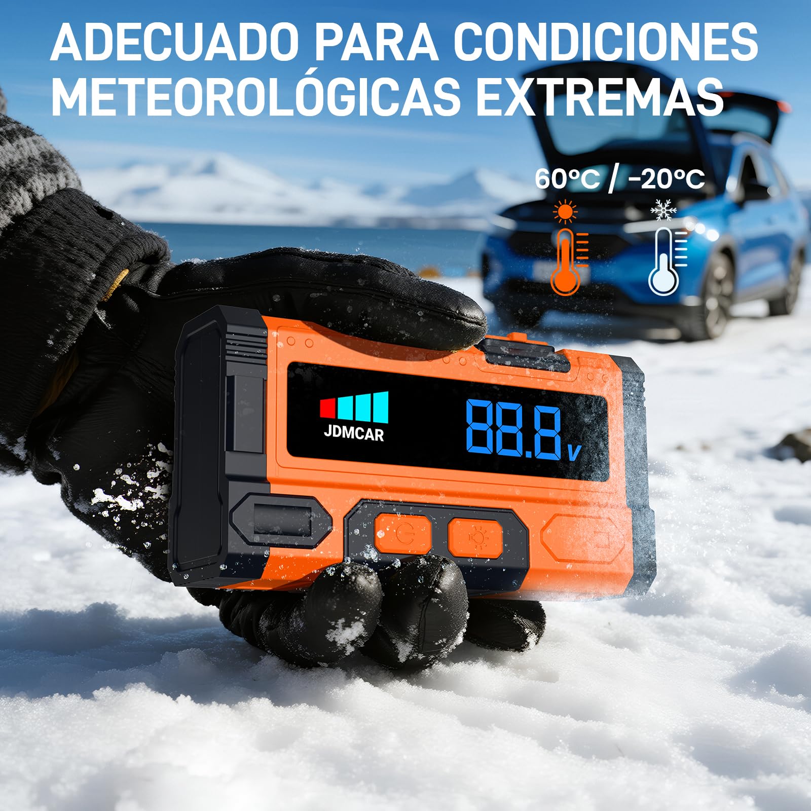 JDMCAR Arrancadores de Bateria de Coche - 𝟖𝟎𝟎𝟎𝐀 𝟏𝟐𝐕 Arrancador de Coches Motor 9.0L Gasolina o 8.5L Diesel, Arrancador portatil con Pantalla LCD y Carga Rápida y Linterna LED- Upgraded — view 6