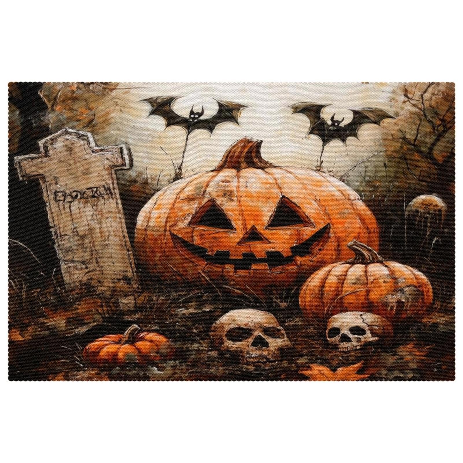 Sets de table Halloween lavables pour repas de fête en famille et protection de table propre