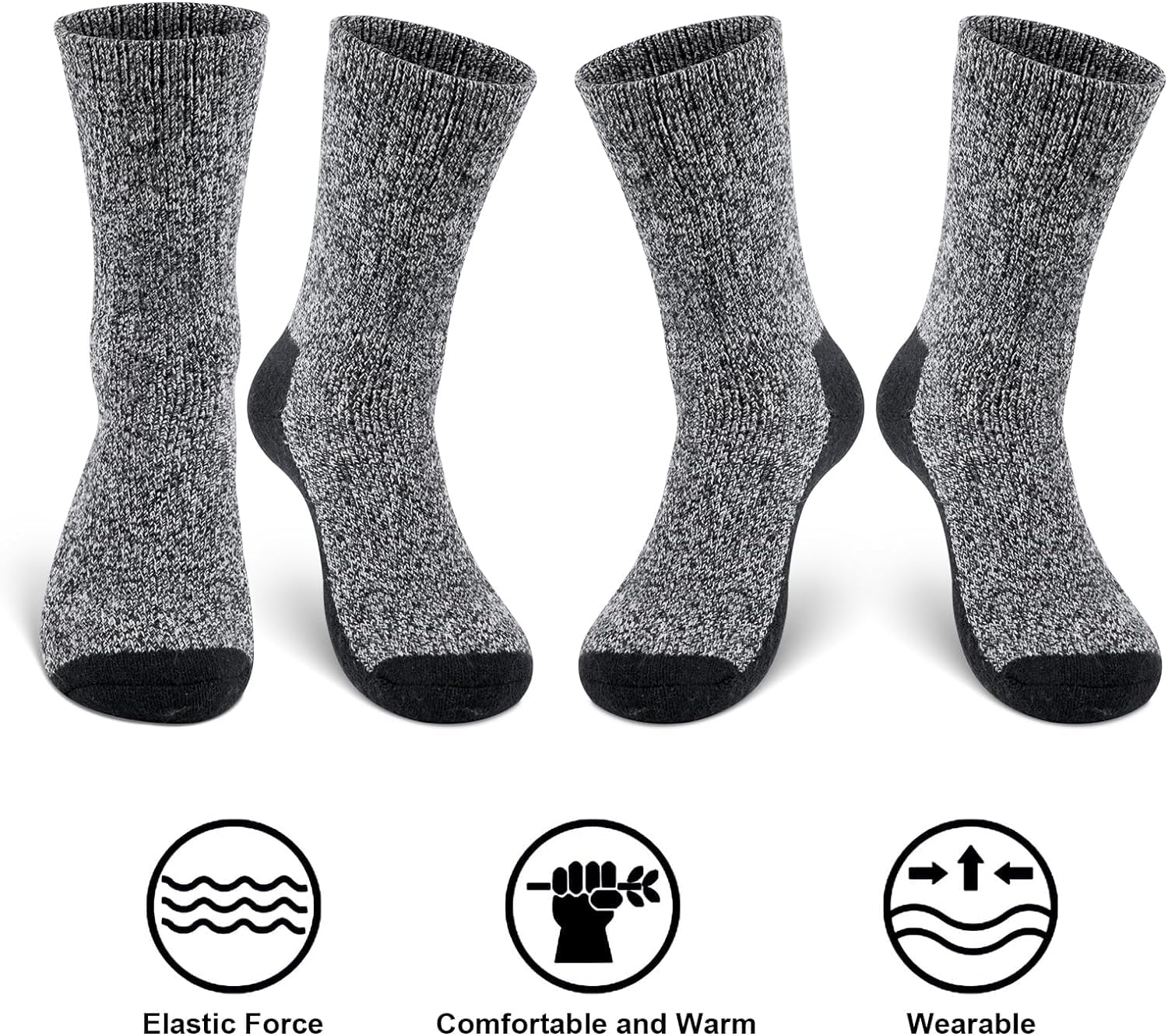Justay Comf 2 Paia Calze Merino Uomo, Calzini in Lana Termiche e Lunghe Ideali per Escursioni, Trekking e Campeggio