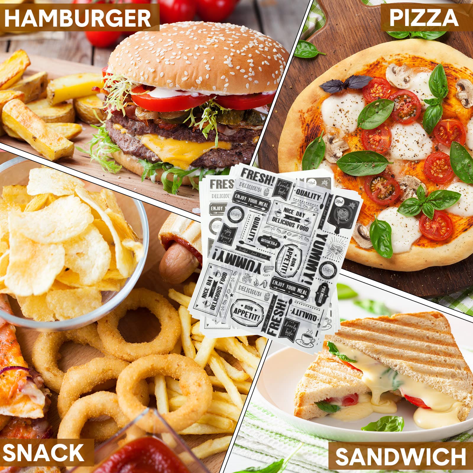 Seajan Hojas de papel encerado para periódicos, papel resistente a la grasa, papel impermeable para envolver sándwich, papel de panadería, papel para hamburguesas, hornear, cocina, picnic (400 piezas)