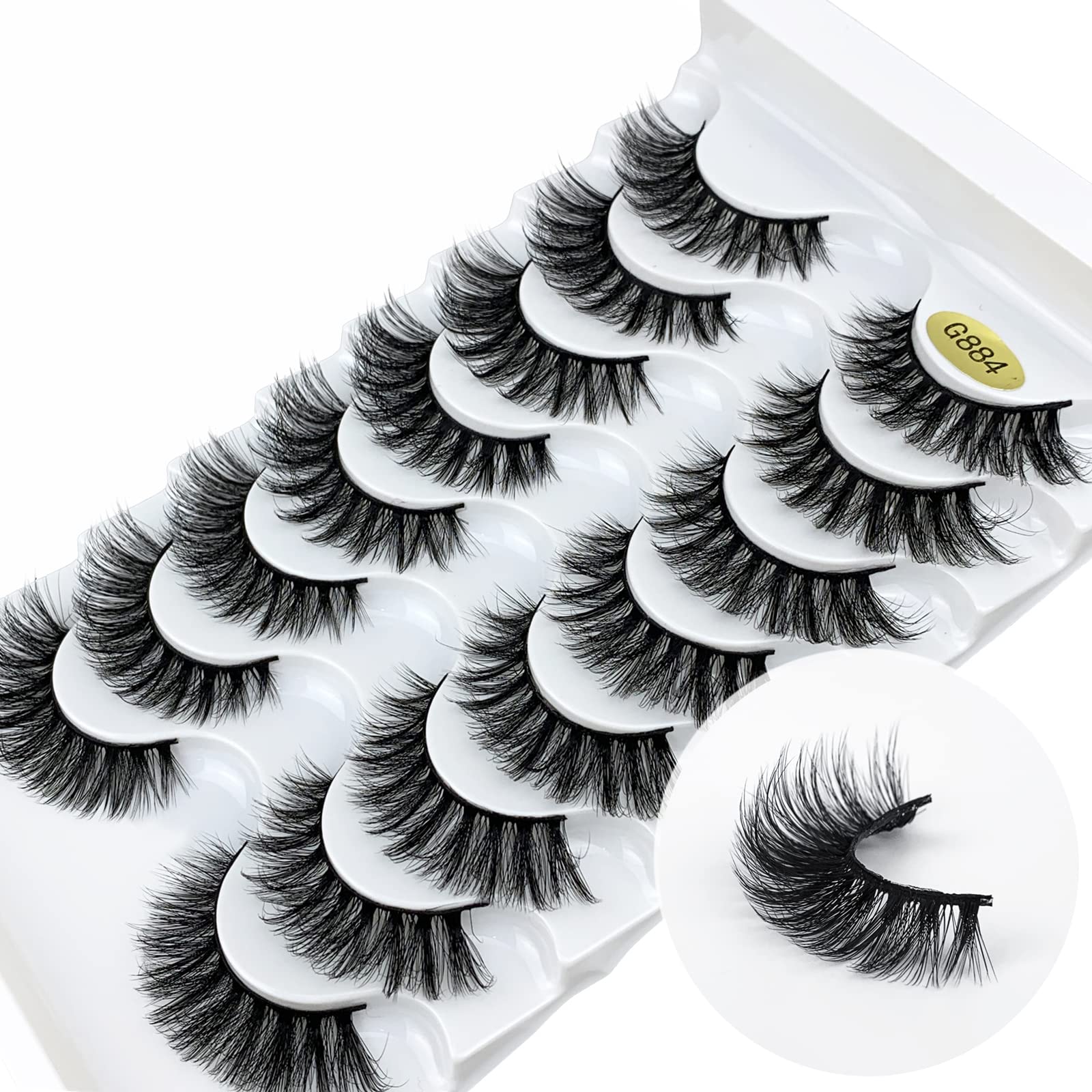 KOKAY False Eyelashes Russian Strip Lashes Faux Mink Lashes 8 works DD Curl